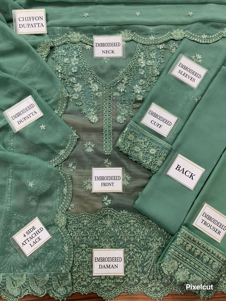 Azure Chiffon Suit-Aarasta