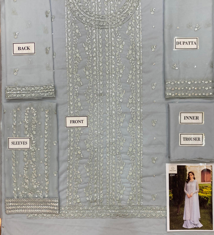 Azure Chiffon Suit-Aarasta