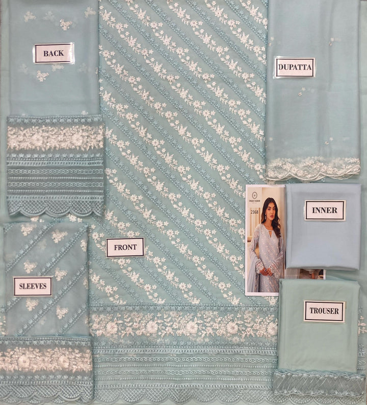 Azure Chiffon Suit-Aarasta