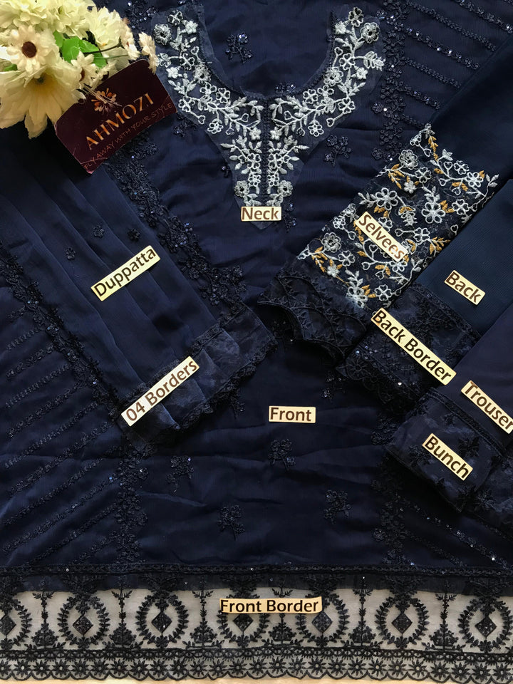 Azure Chiffon Suit-Aarasta