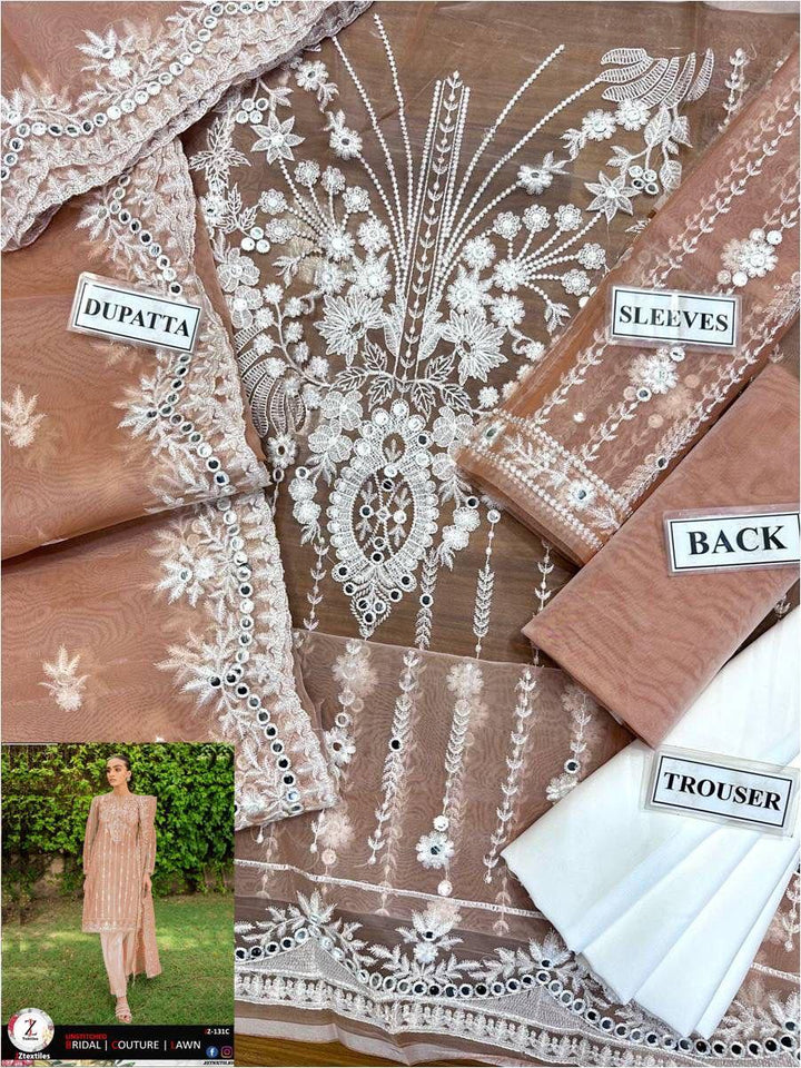 Azure Organza Suit-Aarasta