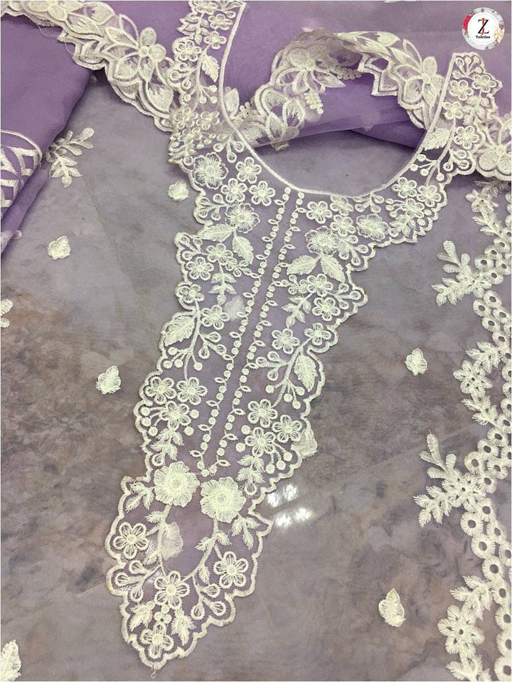 Azure Organza Suit-Aarasta