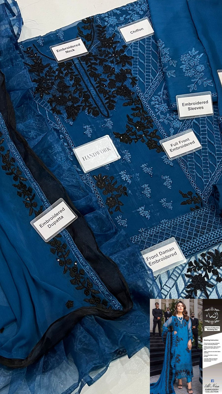 Azure Chiffon Suit-Aarasta