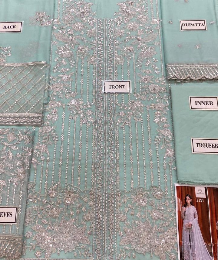 Azure Chiffon Suit-Aarasta