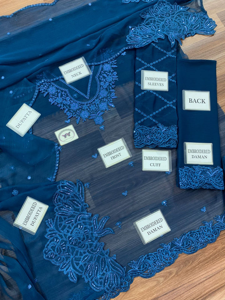 Azure Chiffon Suit-Aarasta