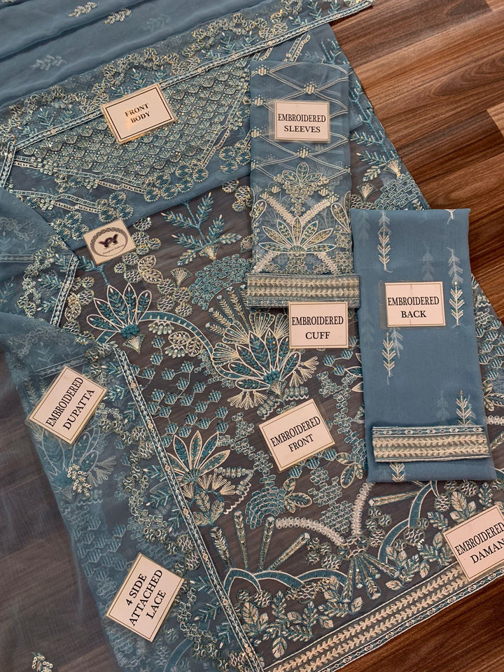 Azure Chiffon Suit-Aarasta