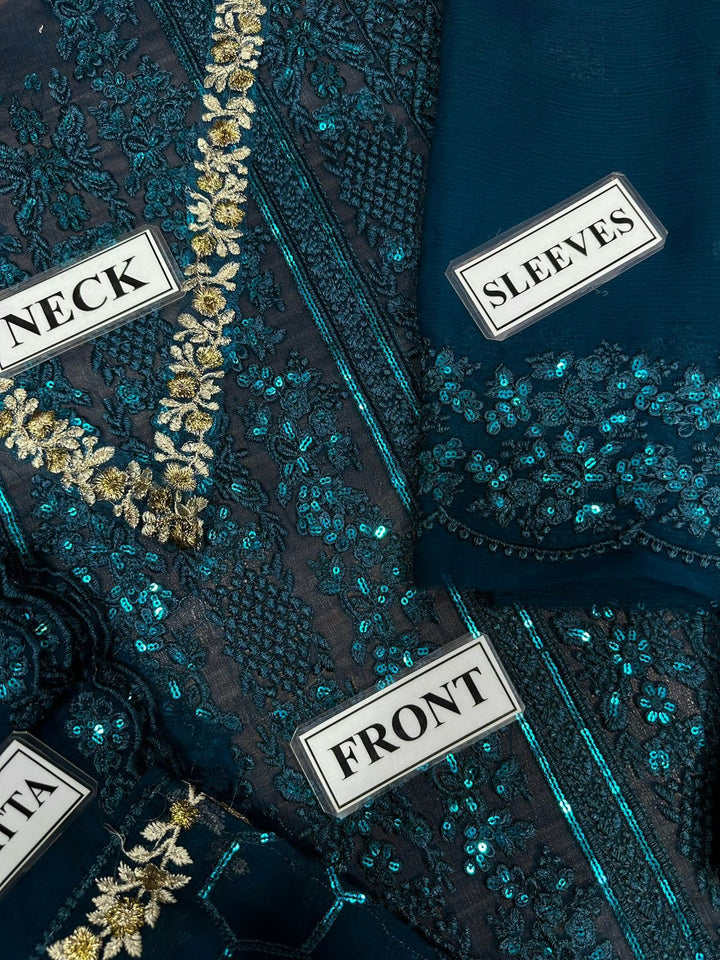 Azure Chiffon Suit-Aarasta