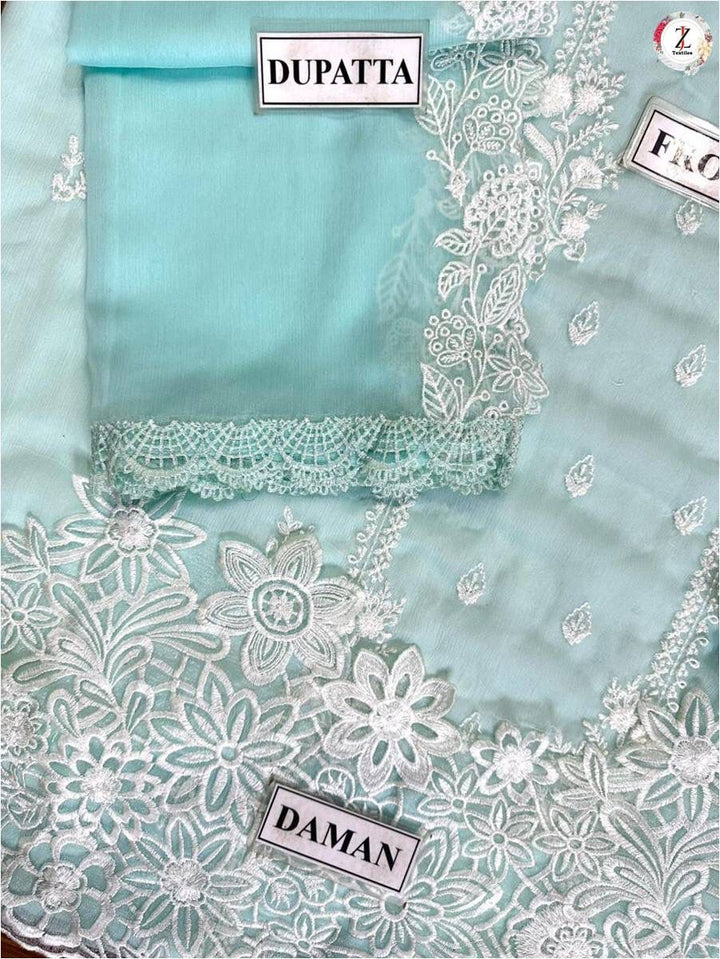 Azure Chiffon Suit-Aarasta