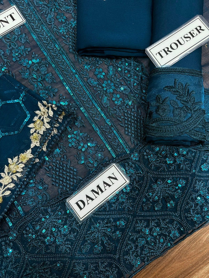 Azure Chiffon Suit-Aarasta