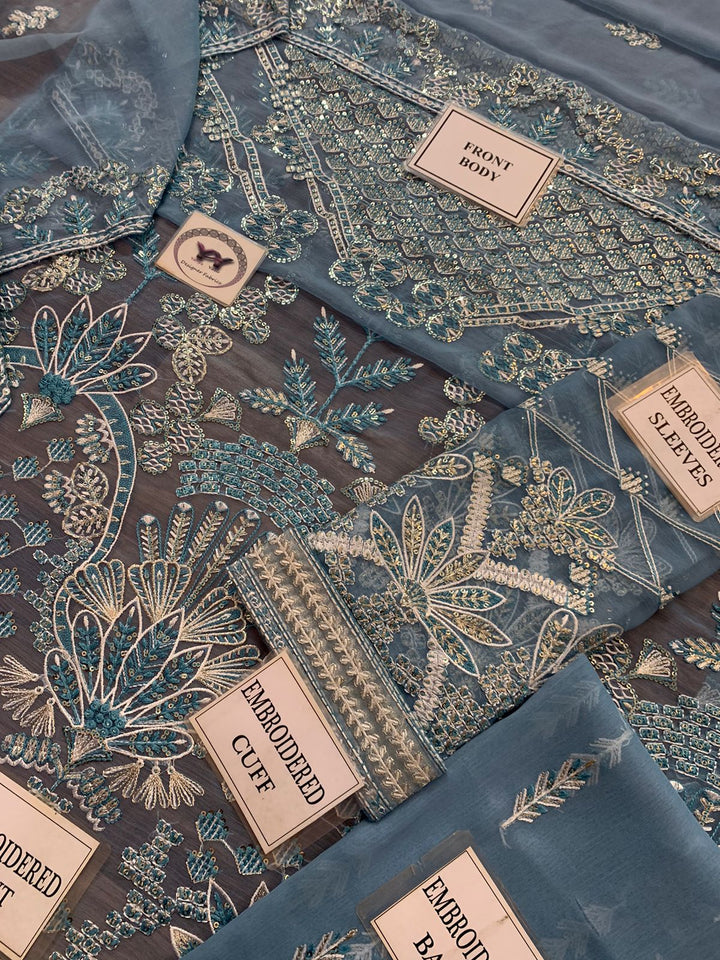 Azure Chiffon Suit-Aarasta