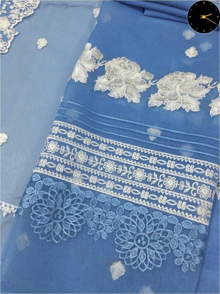 Azure Organza Suit-Aarasta