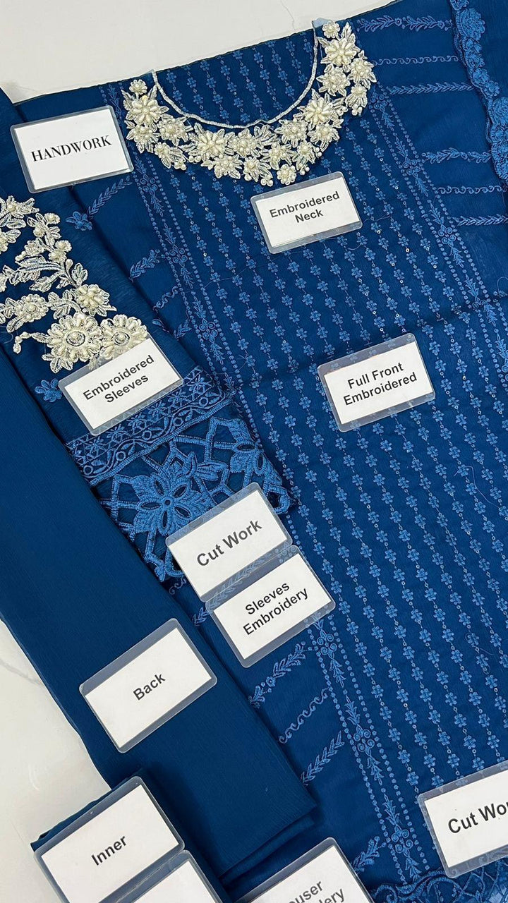 Azure Chiffon Suit-Aarasta