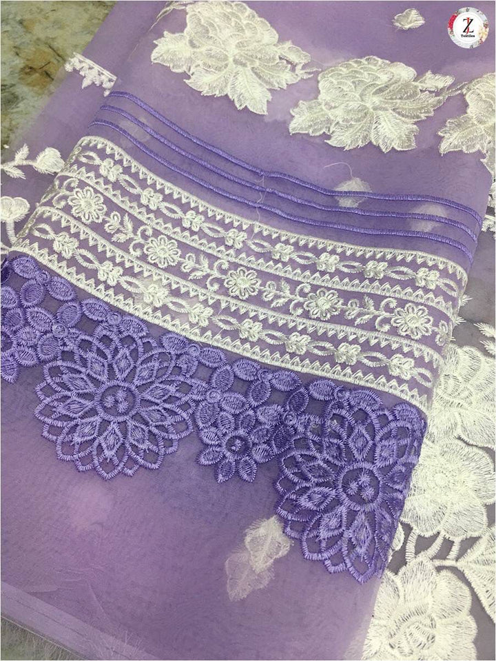 Azure Organza Suit-Aarasta