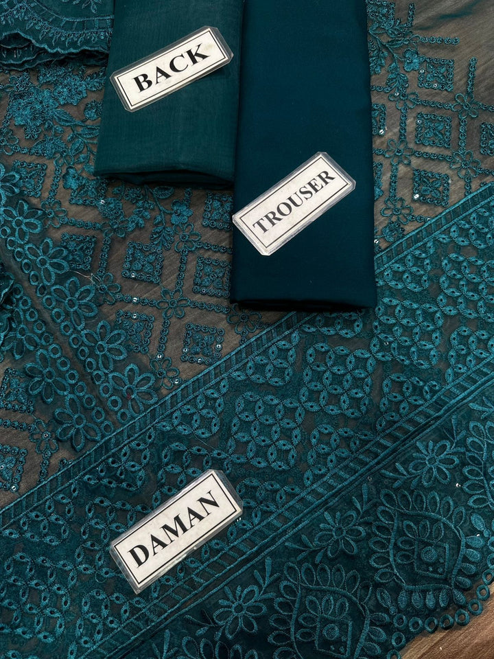 Azure Organza Suit-Aarasta