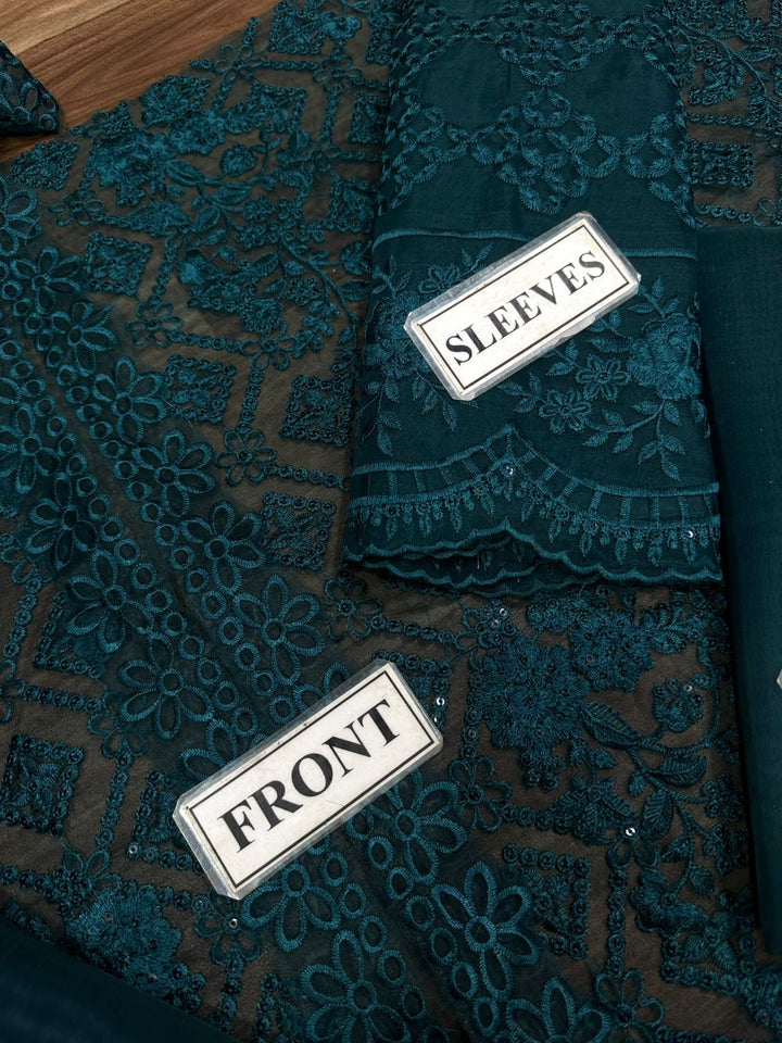 Azure Organza Suit-Aarasta