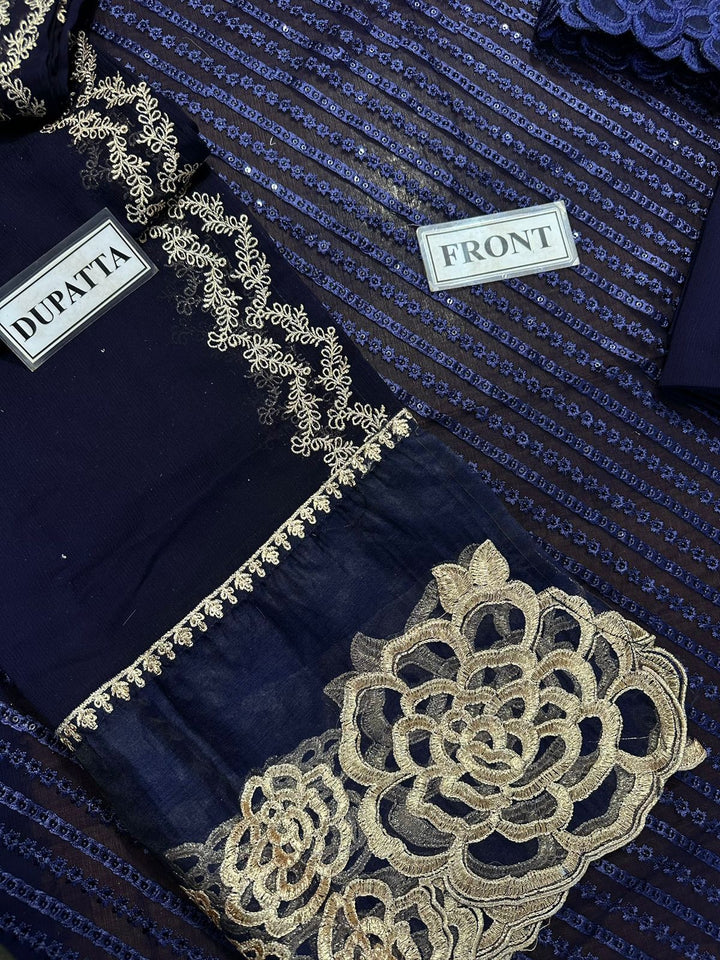 Azure Chiffon Suit-Aarasta