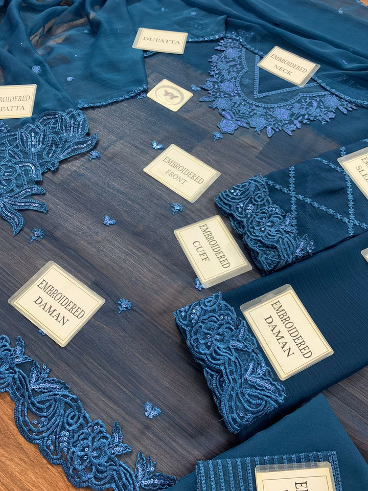 Azure Chiffon Suit-Aarasta