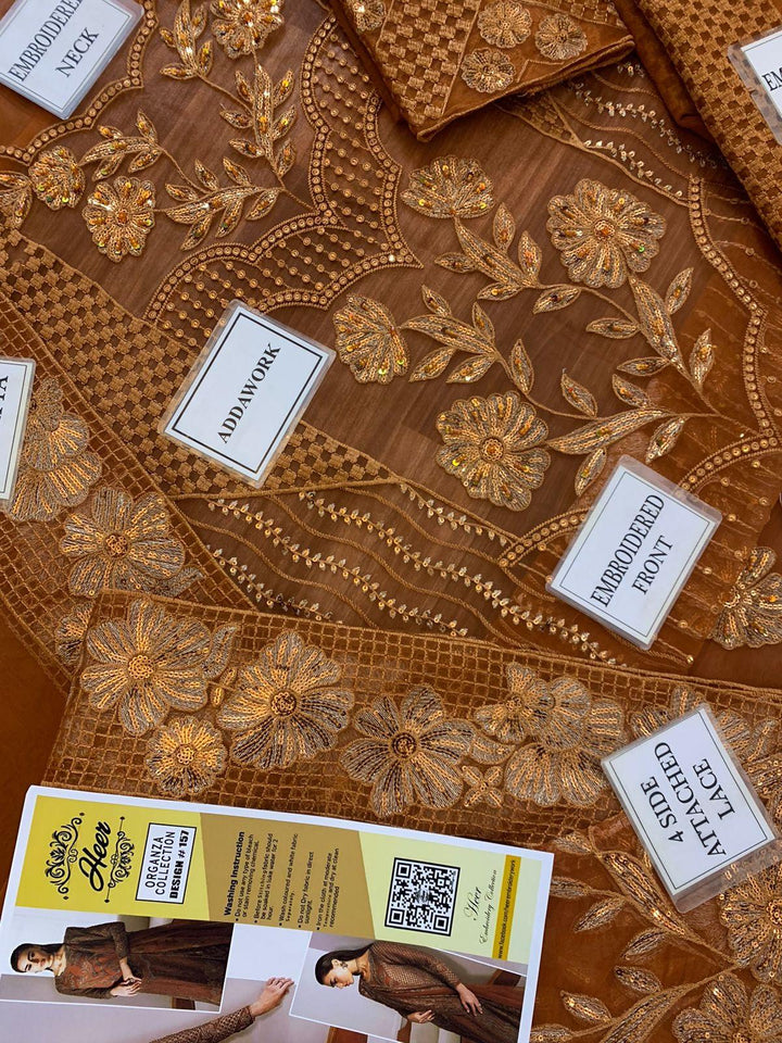 Azure Organza Suit-Aarasta