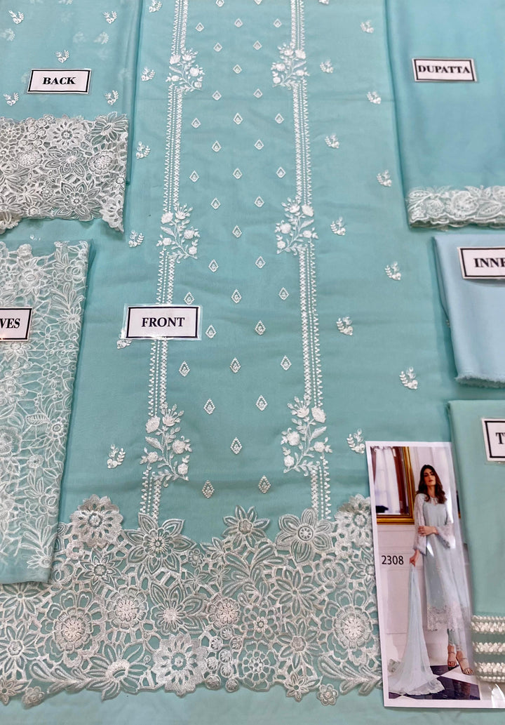 Azure Chiffon Suit-Aarasta