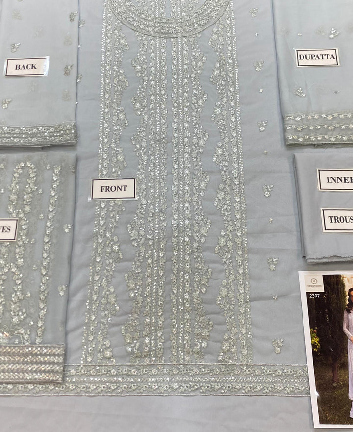 Azure Chiffon Suit-Aarasta