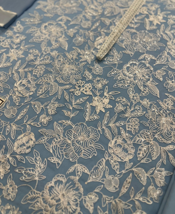 Azure Organza Suit-Aarasta