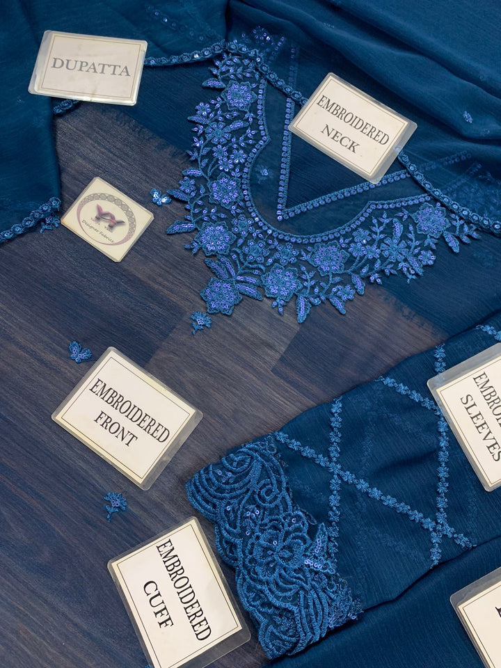 Azure Chiffon Suit-Aarasta