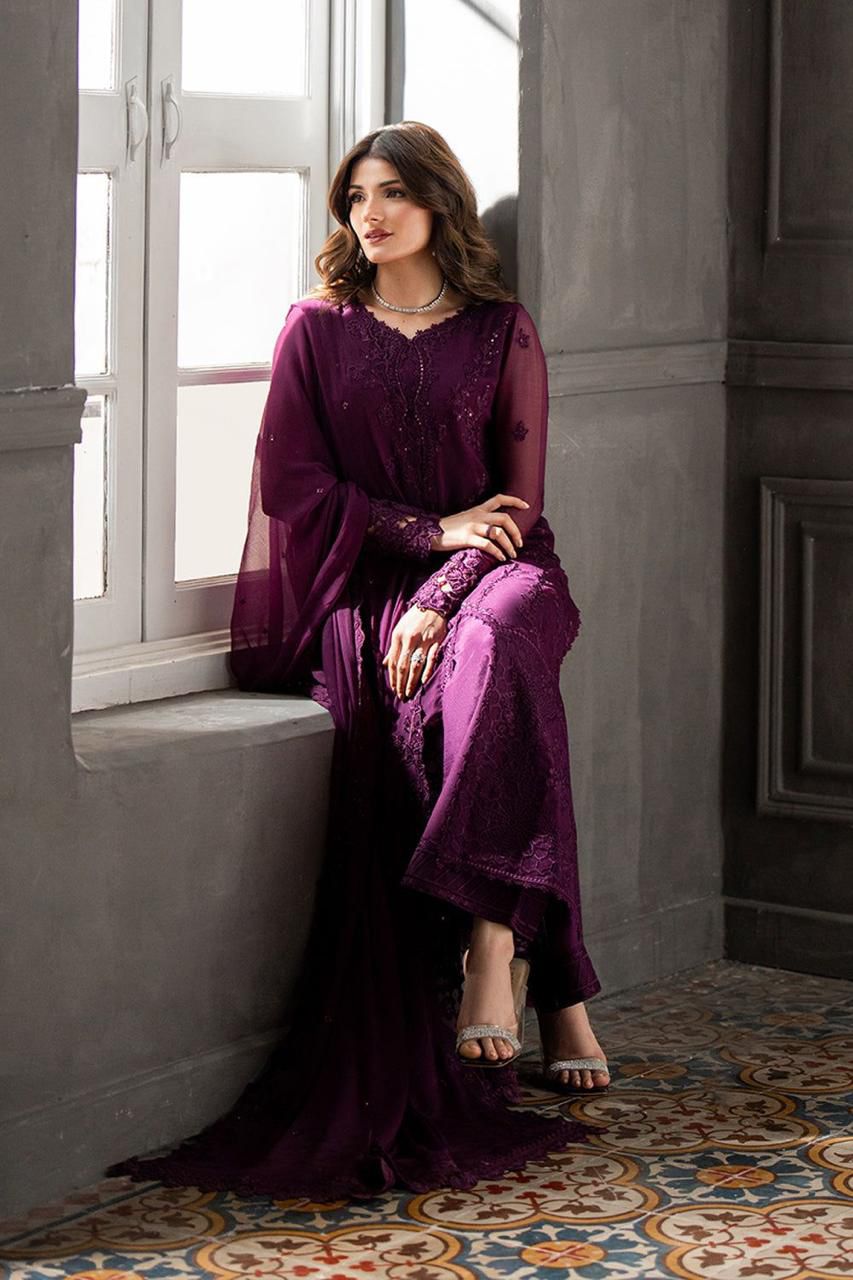 Azure Chiffon Suit-Aarasta