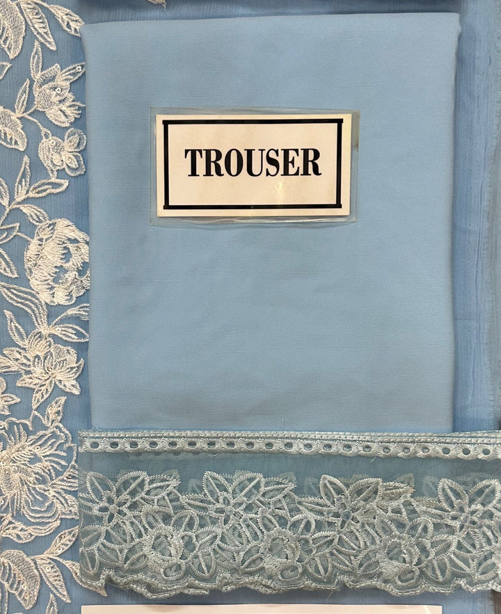 Azure Organza Suit-Aarasta