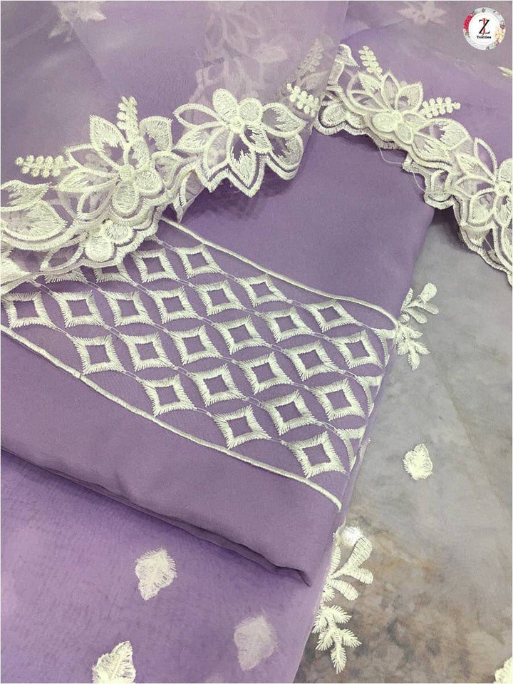 Azure Organza Suit-Aarasta