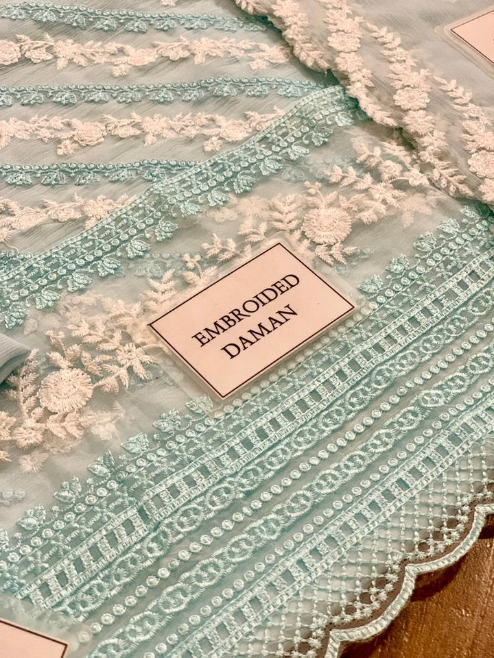 Azure Chiffon Suit-Aarasta