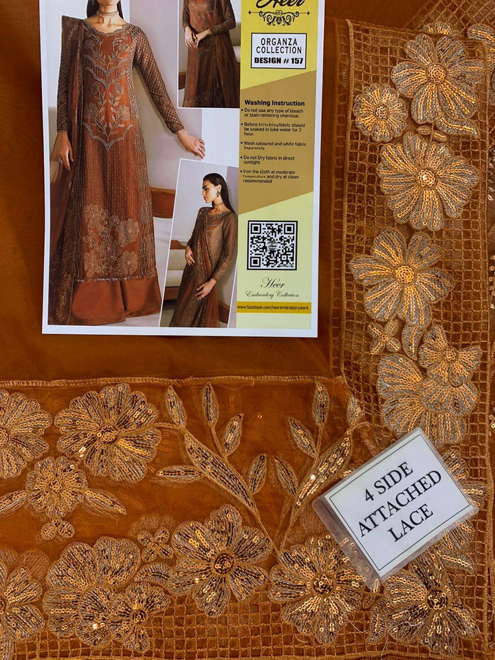 Azure Organza Suit-Aarasta