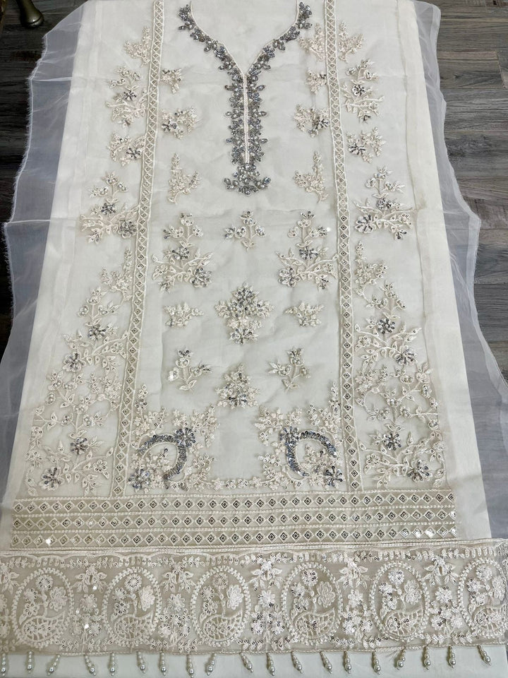 Azure Organza Suit-Aarasta