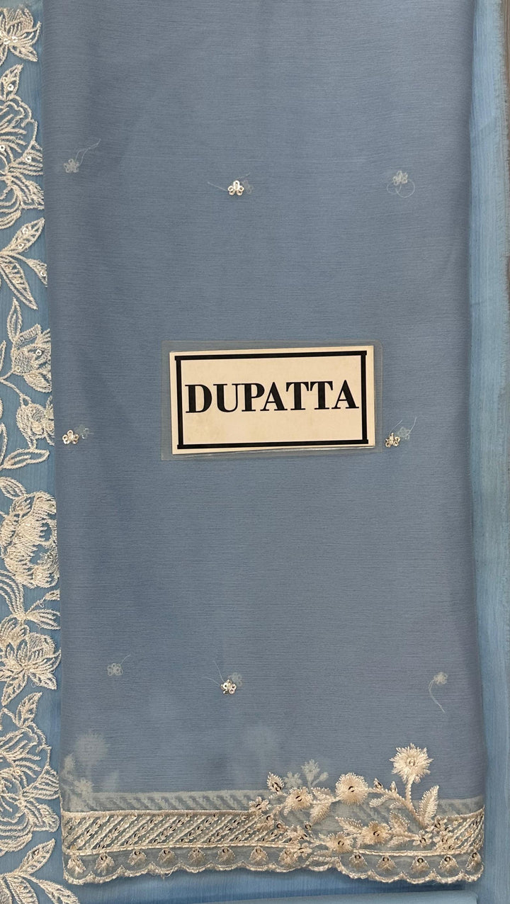 Azure Organza Suit-Aarasta