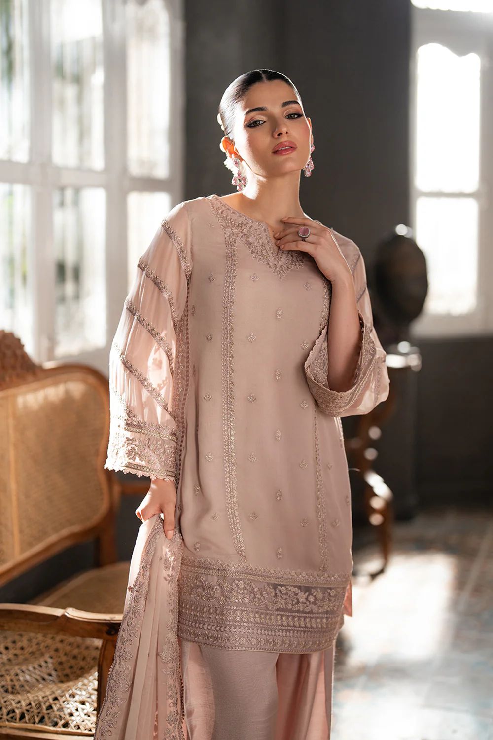 Azure Chiffon Suit-Aarasta