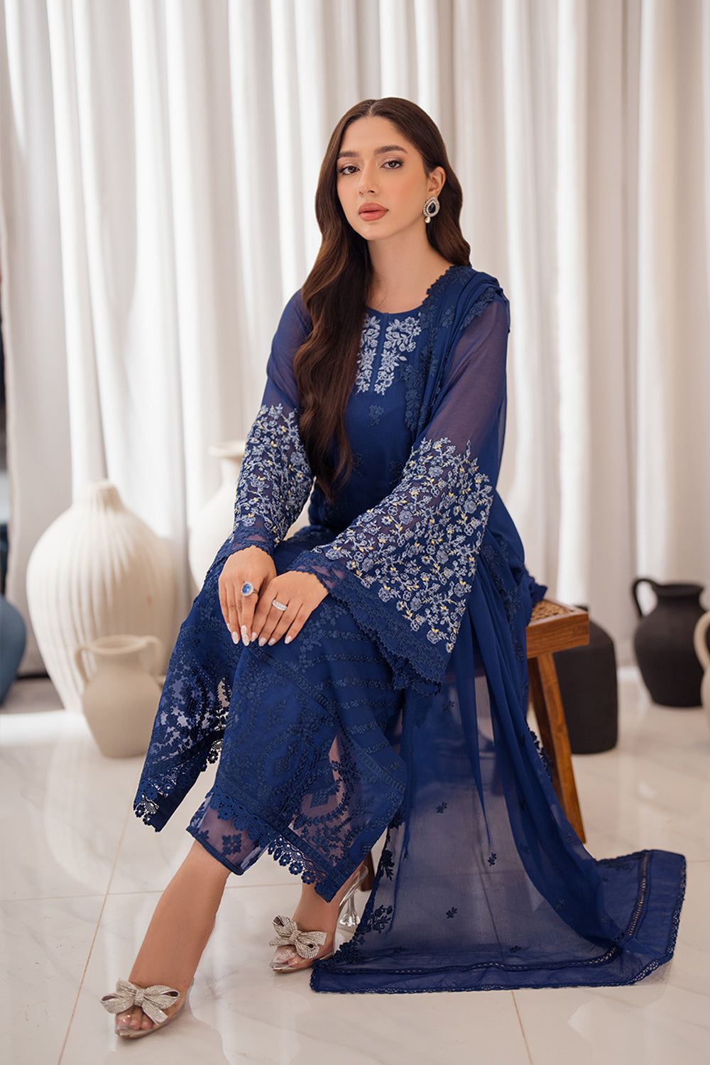 Azure Chiffon Suit-Aarasta