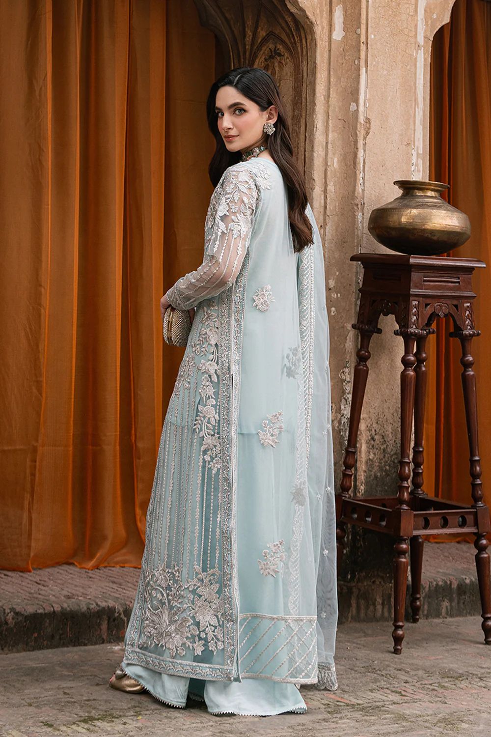 Azure Chiffon Suit-Aarasta