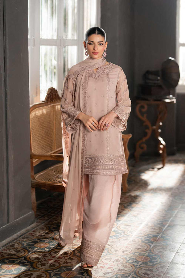 Azure Chiffon Suit-Beige-Chiffon-Aarasta