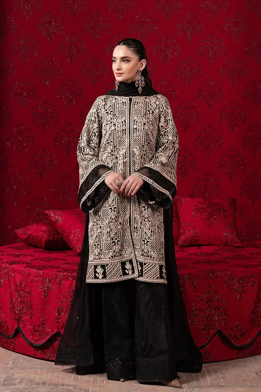 Azure Chiffon Suit-Black-Chiffon-Aarasta