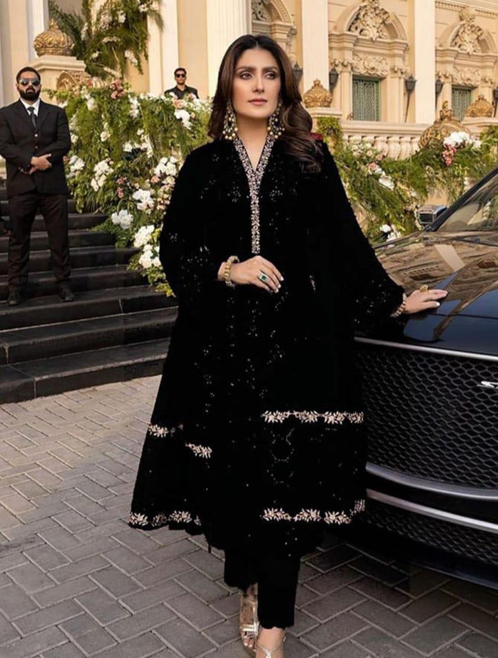 Azure Chiffon Suit-Black-Chiffon-Aarasta