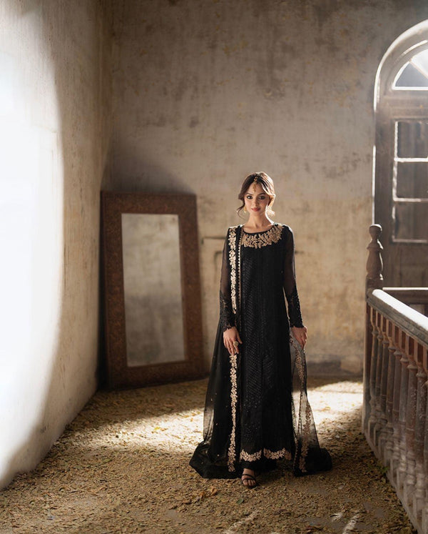 Azure Chiffon Suit-Black-Chiffon-Aarasta