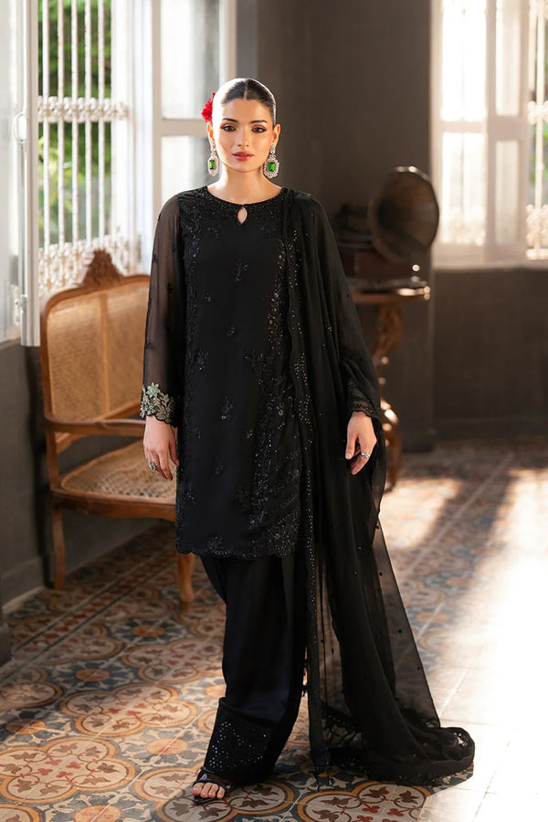 Azure Chiffon Suit-Black-Chiffon-Aarasta