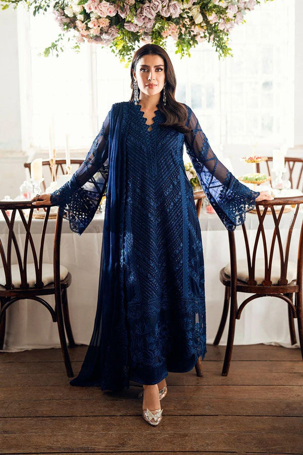 Azure Chiffon Suit-Blue-Chiffon-Aarasta