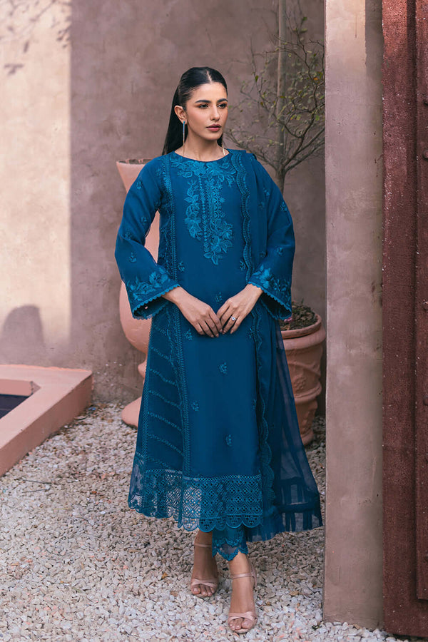 Azure Chiffon Suit-Blue-Chiffon-Aarasta