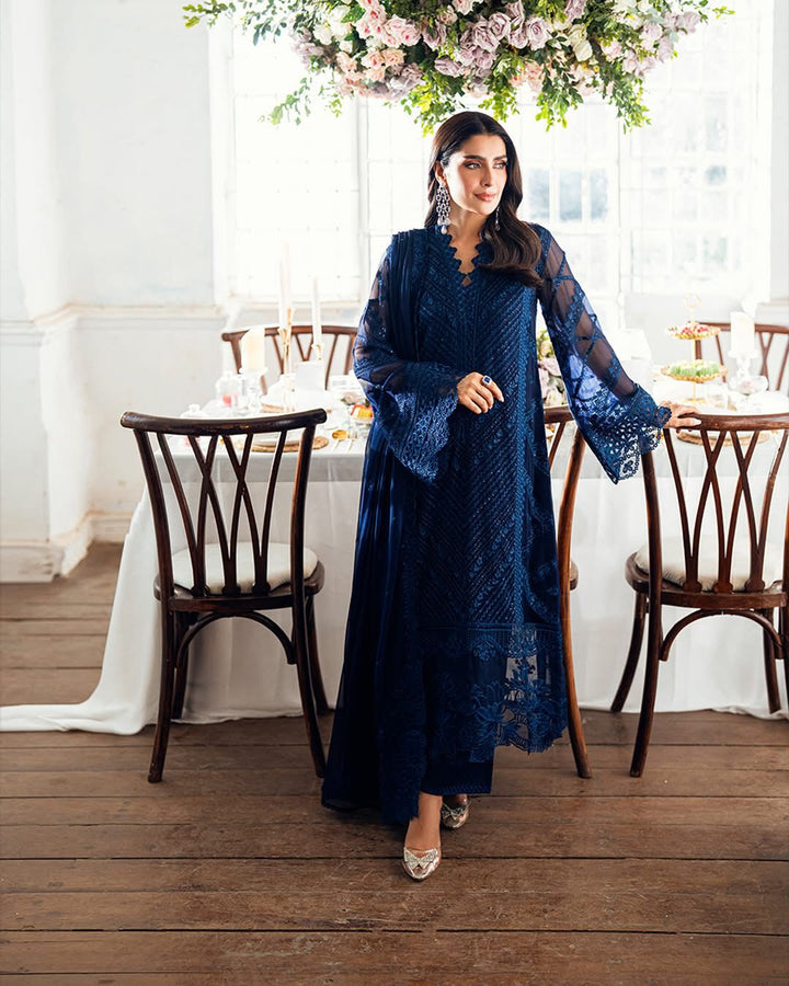 Azure Chiffon Suit-Blue-Chiffon-Aarasta