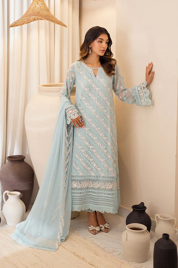 Azure Chiffon Suit-Ferozi-Chiffon-Aarasta