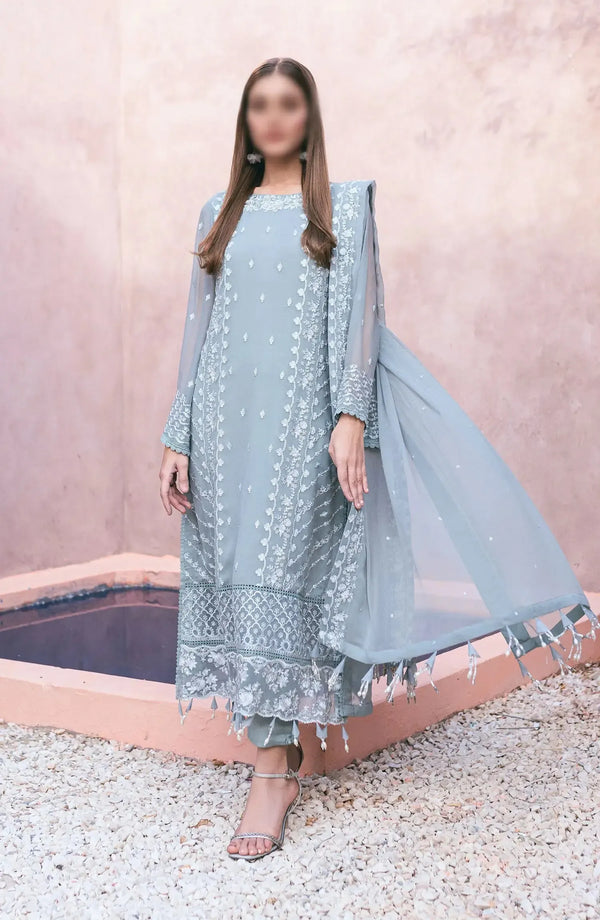 Azure Chiffon Suit-Ferozi-Chiffon-Aarasta