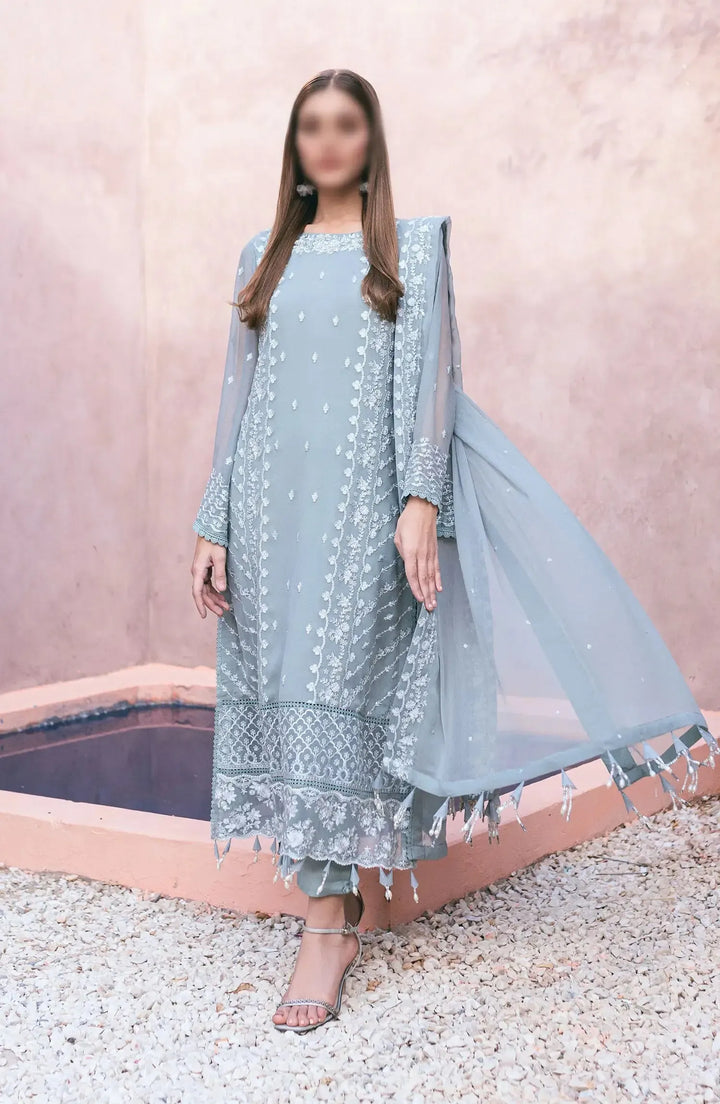 Azure Chiffon Suit-Ferozi-Chiffon-Aarasta