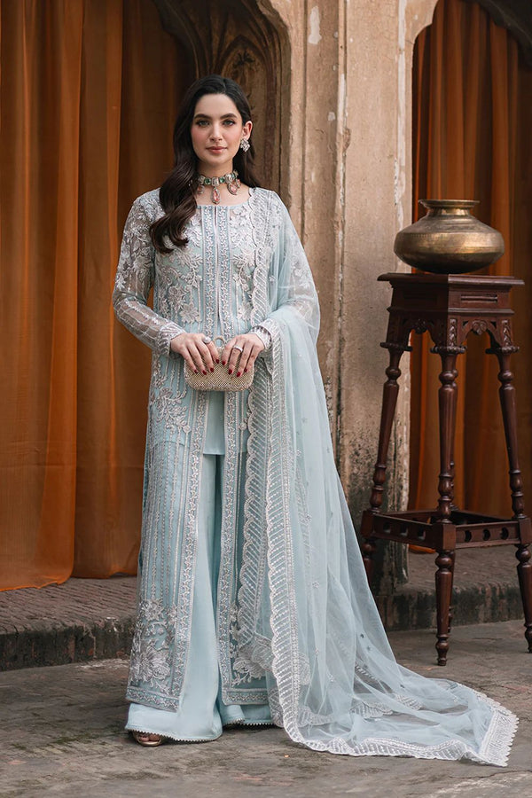 Azure Chiffon Suit-Ferozi-Chiffon-Aarasta
