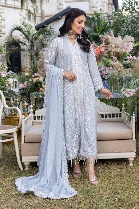 Azure Chiffon Suit-Ferozi-Chiffon-Aarasta