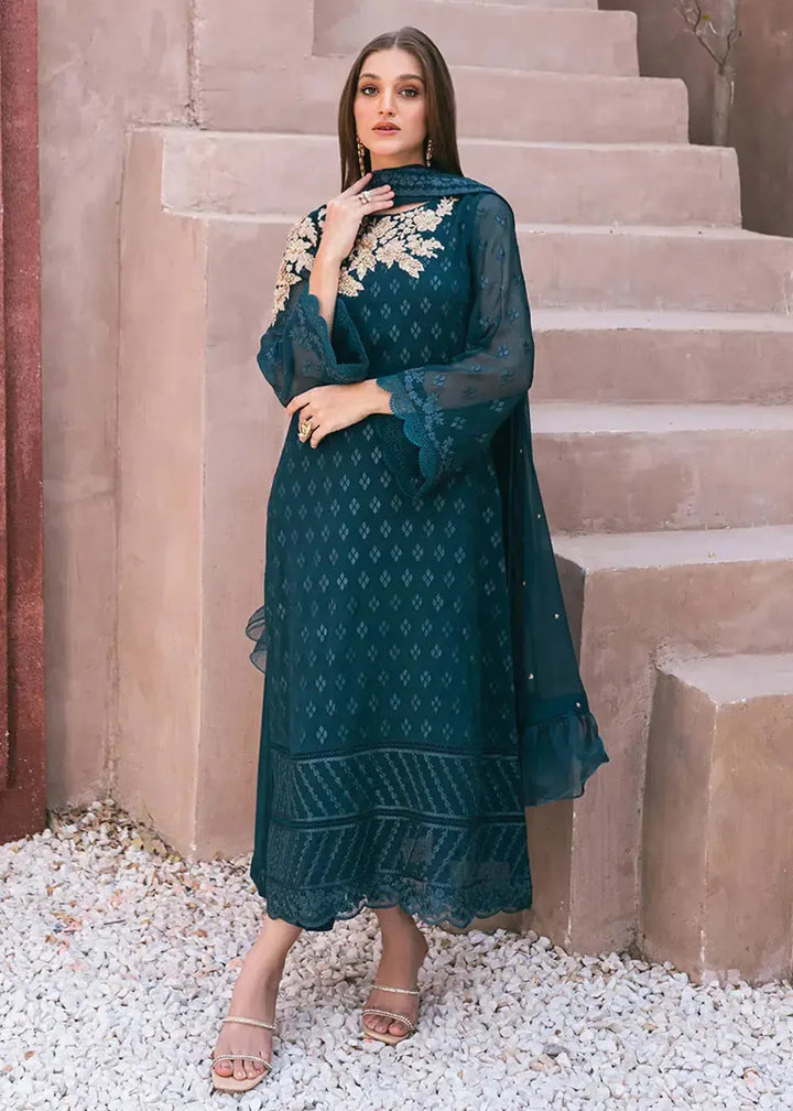 Azure Chiffon Suit-Green-Chiffon-Aarasta